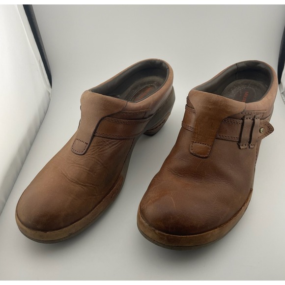 Merrell Dassie Stitch Brown Leather Comfort Clogs Slip On Women's 9 EU40 - Picture 5 of 16